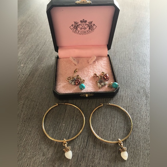 Juicy Couture Y2K Vintage Hoop Charm Earrings - Picture 5 of 6
